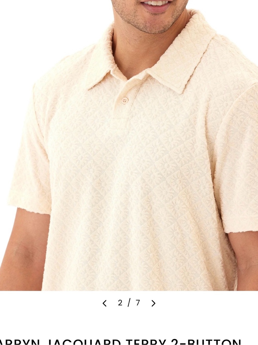 Threads 4 Thought Cream Terry Polo Shirt - Men's Short Sleeve